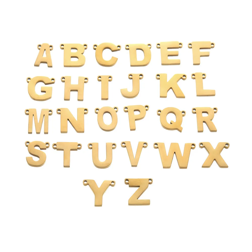 

Stainless Steel Capital Laser cutting pick Up Words Gold Metal Plain Letters A-Z Alphabet pendant Charm for Bracelets Wholesale