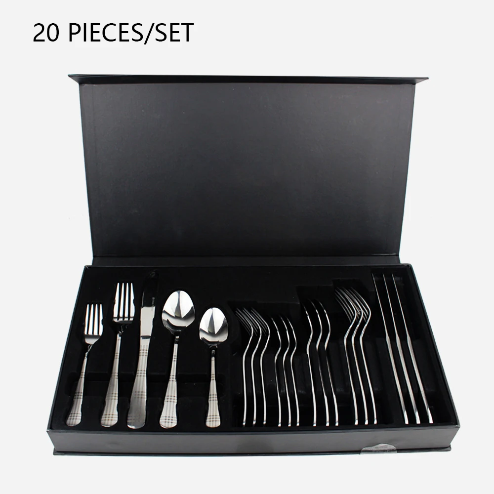

20 Pieces Set Stainless Steel Flatware Tableware Cutlery Set Include Knift Fork Spoon in Hign-end Gift Box