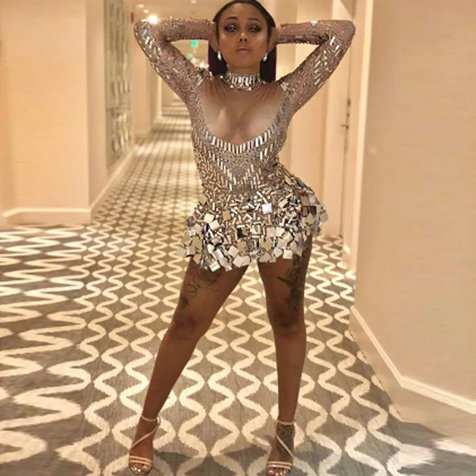 

Women's Sexy Sequined Bodycon Evening Dance Auto Show Club Party Dress
