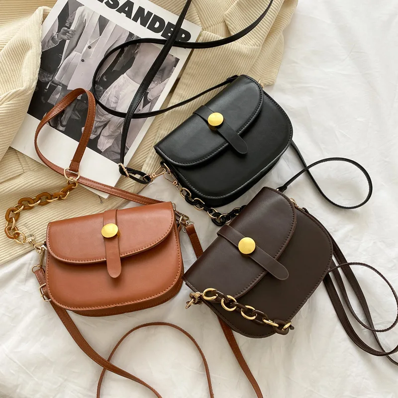 

2021 Luxury Solid Color Ladies Saddle Bags Lady Crossbody Handbag Pu Leather Women Purses Handbags, Customizable