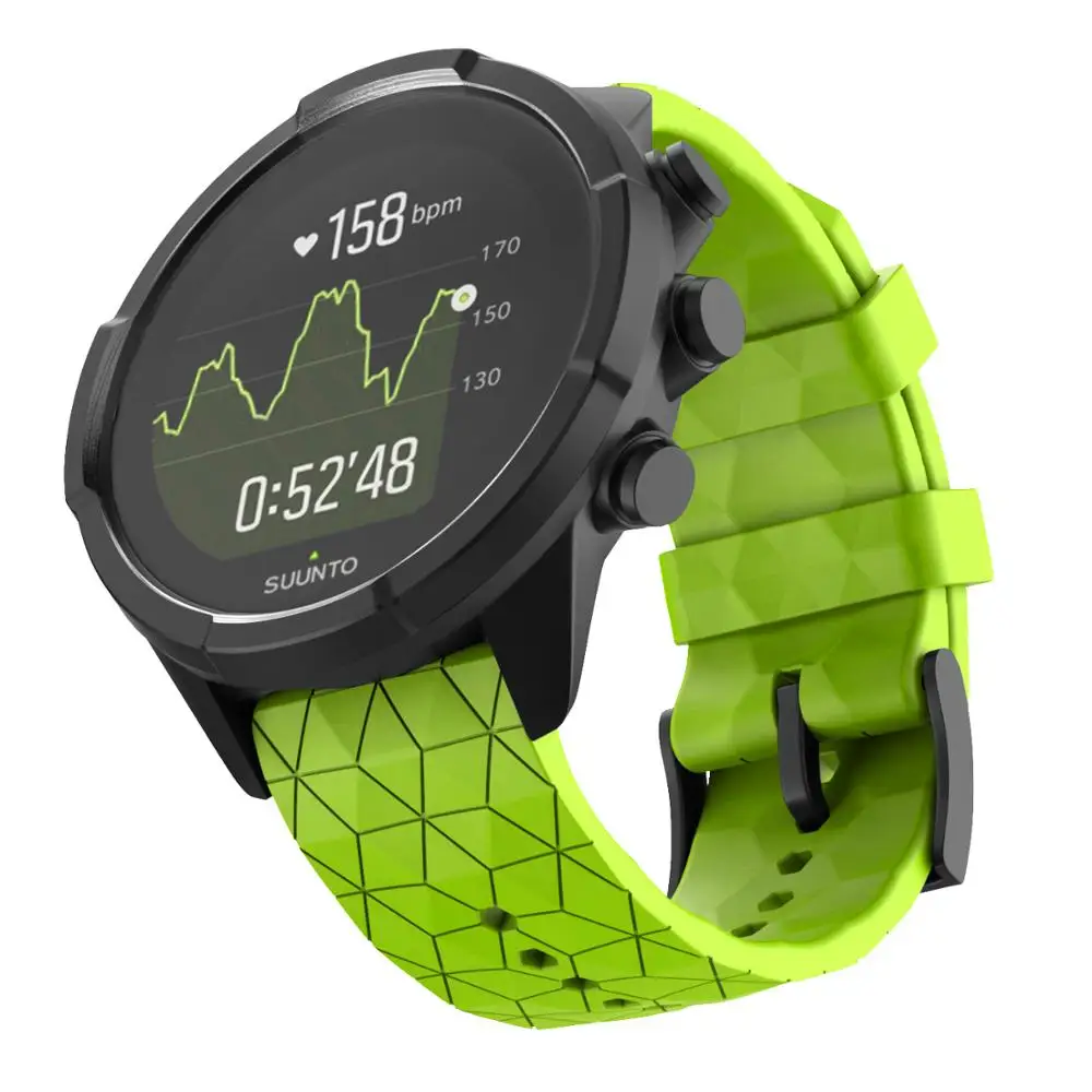 24mm Football Pattern Rubber Silicone Stainless Steel Buckle Watch Band Strap for Suunto 9 Baro Copper / SUUNTO 9_15