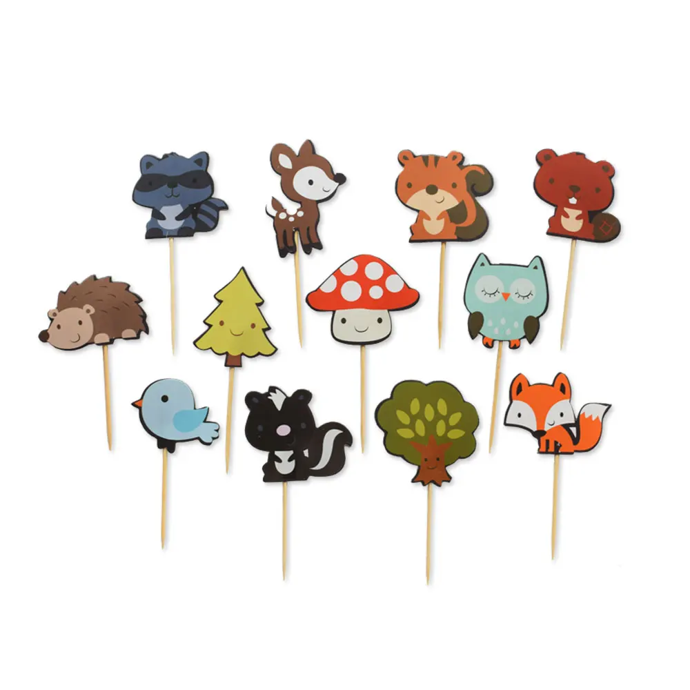 

Newest Custom Original Cute Animal Cake cupcake Toppers for Children Jungle Theme Happy Birthday-5