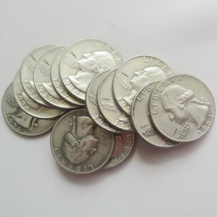 

Reproduction Whole Set of 63 pcs (1932-1964) P/D/S Mint Washington Quarters Dollar Silver Plated Coins