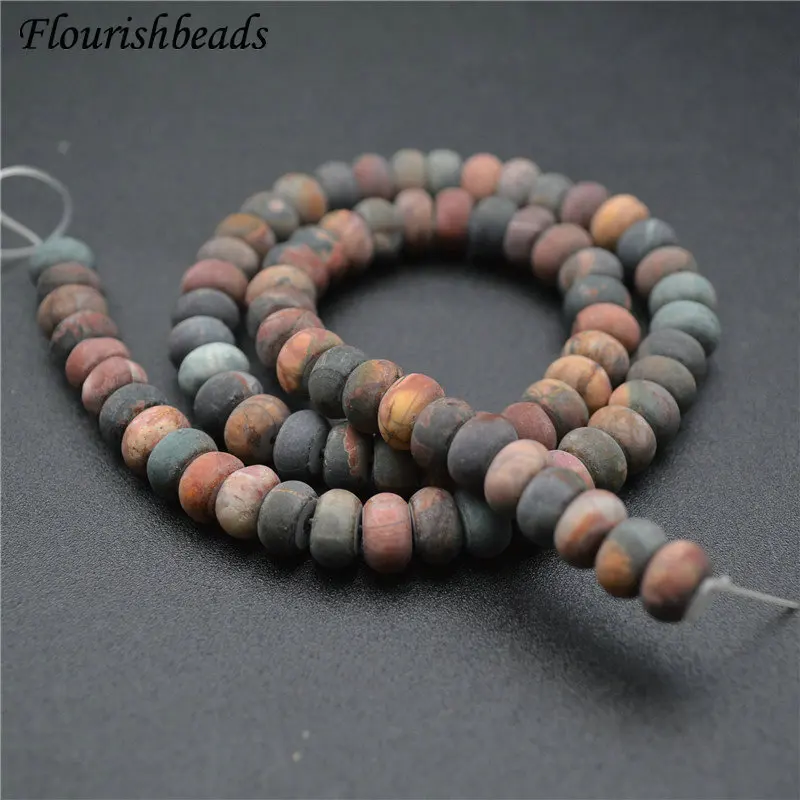 

5x8mm Natural Red Picasso Jasper Gemstone Matte Rondelle Spacer Stone DIY Loose Beads Jewelry Making