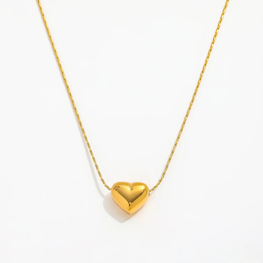 

Joolim Jewelry 18K Gold Plated Individuality Solid Heart Pendant Dainty Chain Sweater Necklace Stainless Steel Jewelry Wholesale