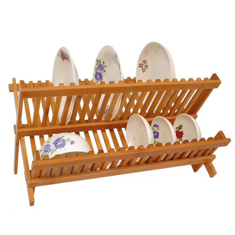 

2021 Hot selling wooden dish drying rack adjustable drying bamboo dish racks, Custom