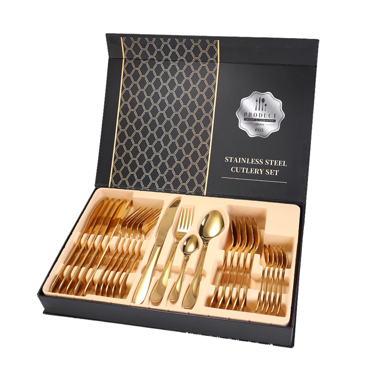 

Hotel Restaurant Wedding Stainless Steel Plated Silverware Cutlery Flatware Set 24pcs, Sliver,gold,rose gold,rainbow,black