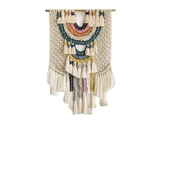 

handmade cotton woven colorful bohemian large wall tapestry hanging home decoration, White,brown,yellow or customized