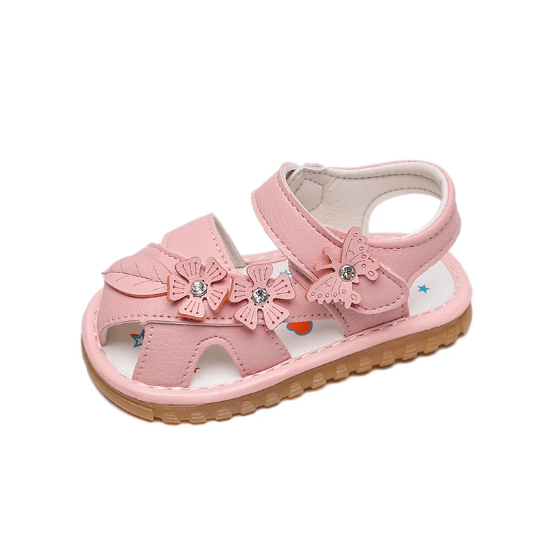 

Baby kids leather sandals squeaky toddler shoes for girl