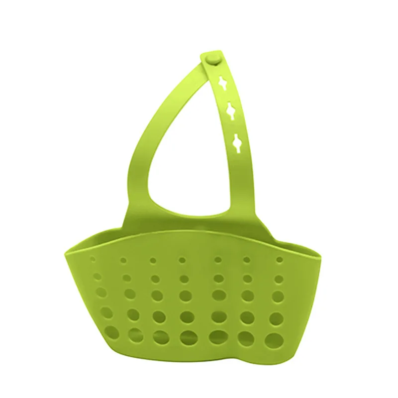 

High Quality Adjustable Colorful Snap-button Sink Hanging Strainer Storage Tools PVC Kitchen Hanging Drain Basket