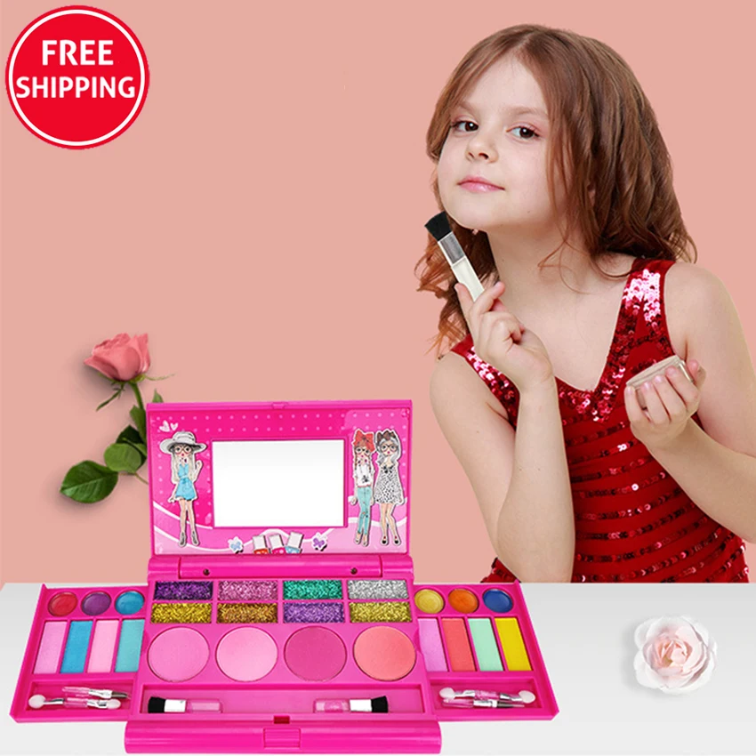 

Private label pink makeup glitter vegan eyeshadow palette set for kids