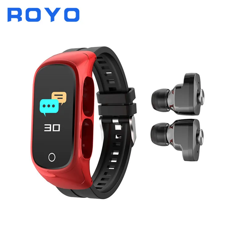 

Royo N8 2021 newly arrival wireless bt earbuds two in one sport smart watch tws earphone with multi functions