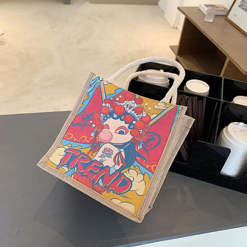 

Reusable Eco-friendly Tote Bag Cute Cartoon Cotton Shopping Printing Canvas Linen Carry Cloth bag