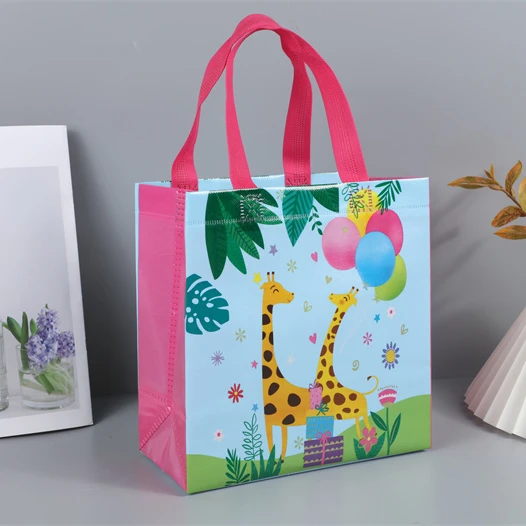 

Hot Sale Fashion Cartoon Printed Reuseable Non Woven Shopping Handled Luxury Gift Bag