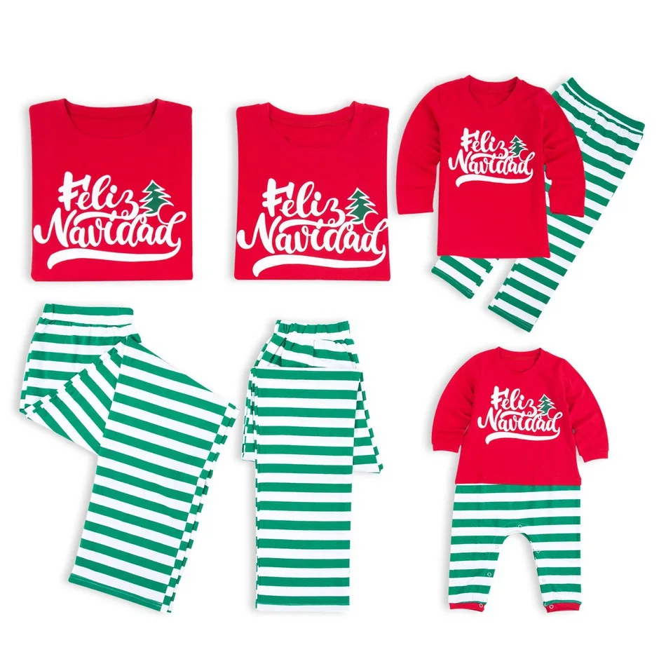 

2020 Amazon Wholesale Winter Children Men Women Striped Kids Family Matching Christmas Pajamas Set