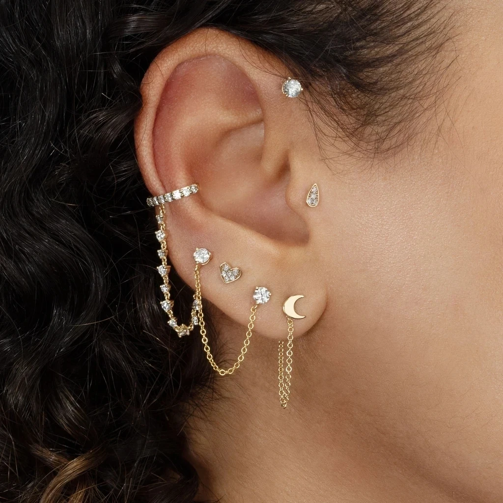

Round Earrings Long Chain Earrings Zircon Earrings for Women
