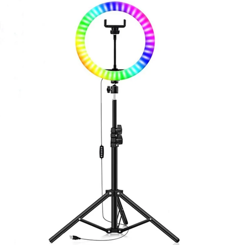 

10inch RGB light Usb Beauty Video Studio Photo Circle Lamp Dimmable Selfie Led Ring Light With Tripod flash LED photography