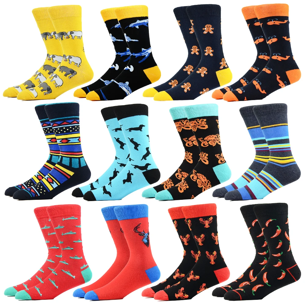 

Wholesale High Quality Breathable Socks Funny Cotton Sock Men Classic Fashion Animal Pattern Happy Socks Custom Logo, Custom color