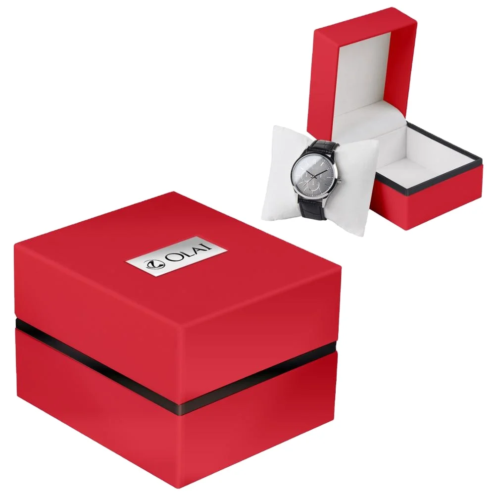 

Fashion High Quality Plastic Watch Gift Box Display Single Watch Packaging With Metal Plate