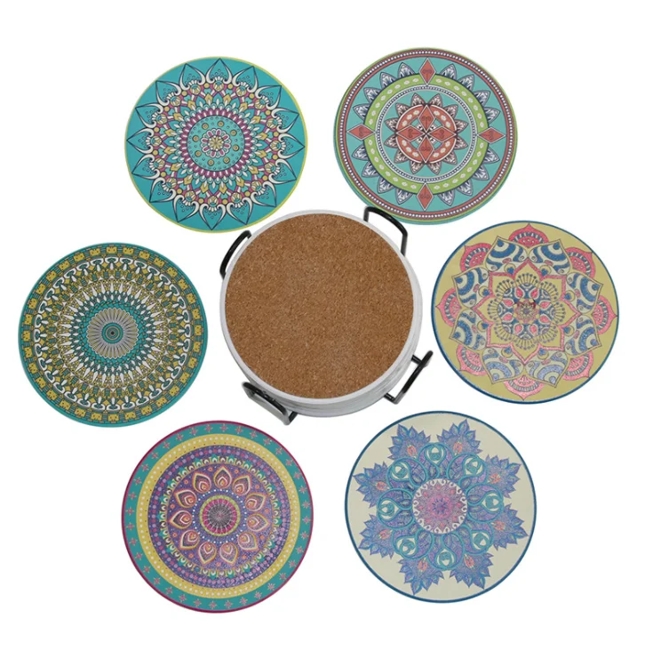 

Custom Logo High Quality Absorbent Ceramic Coaster Round Shape Deft Design Sublimation Ceramic Coasters