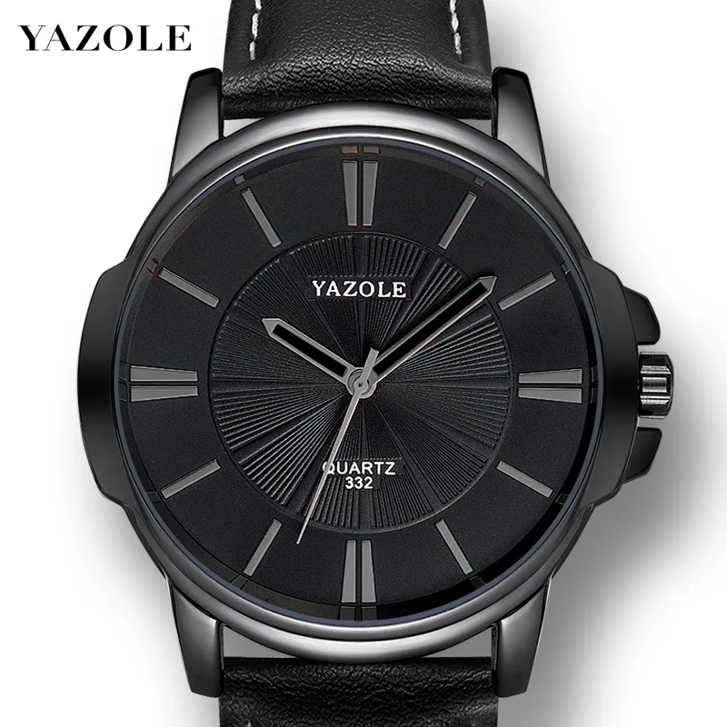 

Yazole Relojes Hombre Tik Tok W 332 Luminous Business Leather Watch Waterproof Luxury Wholesale Fashion Man Quartz Watches, Black and white dial