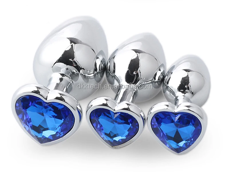 Metal Jewelled Round Heart Butt Plug Anal Role Play Game Sex Toy Stone