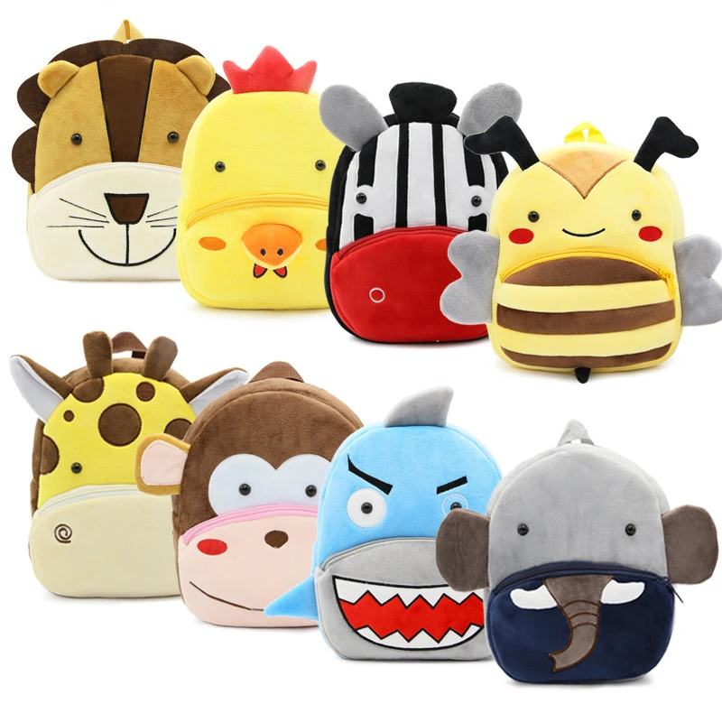 

Most Popular Custom Cute Children Plush Backpack Boy Girl 3D Kids Zoo Animal Cartoon Backpack for School, As the picture