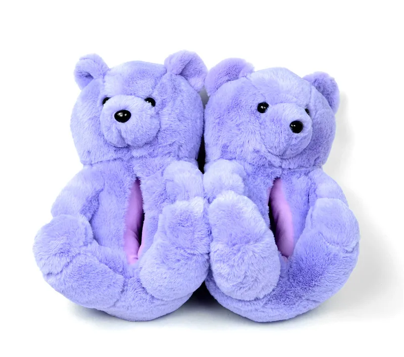 

2021 new Lovely Plush Fast Shipping Adult Size Teddy Bear Slipper Comfortable House Slippers Woman Furry Fur Slides, Any color available
