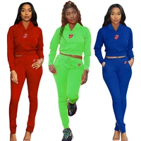 

Fall two piece set sweatpants and crop top hoodies women sweatshirts