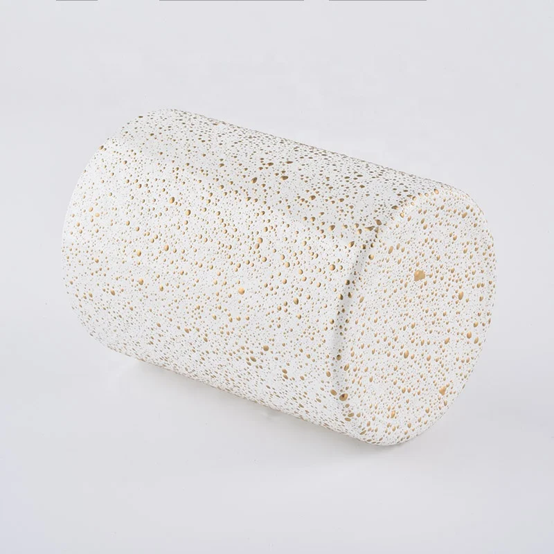 White Glass Candle Jars 350ml With Gold Decoration