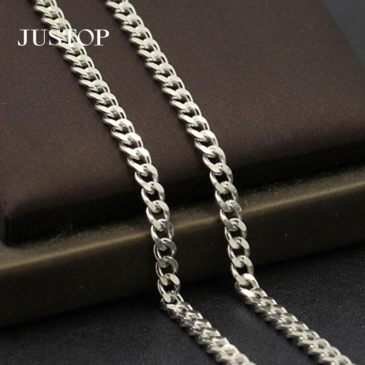 

925 Sterling Silver Fashion Hip Hop Necklace Trendy NK 5mm Cuban Chain Stainless Steel Necklace Design Jewelry Men