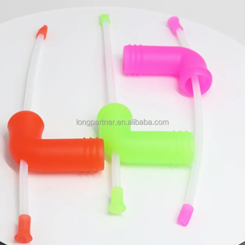 

Food Grade Silicone Glass Bottle Beer Chug,Bottle Bong Bar Party Tool with Transparent Hose., Pink , green,blue etc.customize