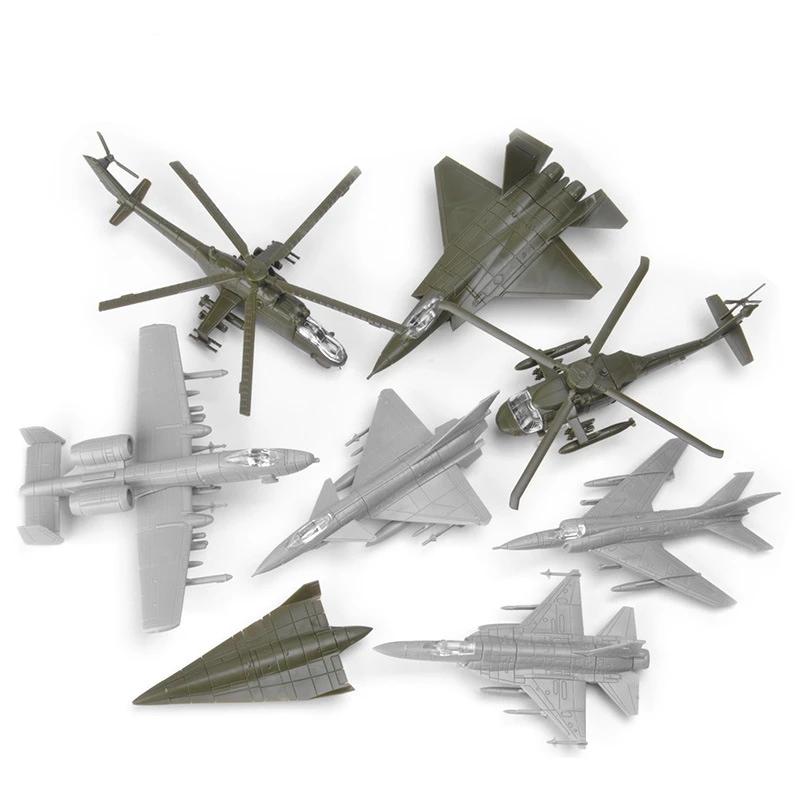 1:144 Plastic Military Hobby Models War Planes 8PCS Per Set Easy Build up Toys Kids Army Construction Models Mini Fighter Jets