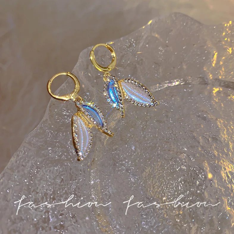 Fashion Leaves Ins New Light Luxury Tassel Earrings Personalized All-match Women's Jewelry