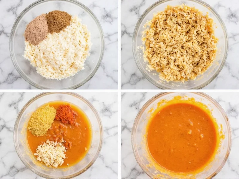 Step-by-step pimento cheese mixing in glass bowl