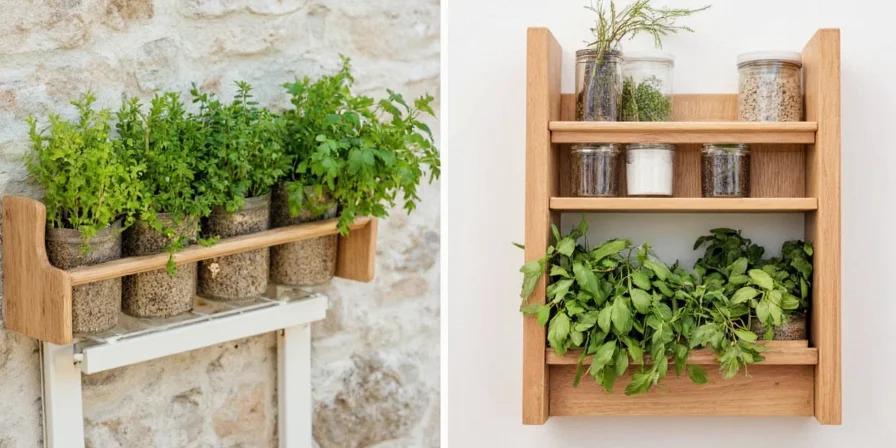 Spice jars arranged in a gallery wall format
