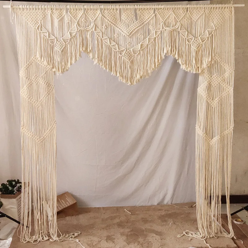 

Wedding Backdrop Macrame Curtain Bohemian Wedding Decor Macrame Wall Hanging Tapestry, White yellow blue brown or customized color