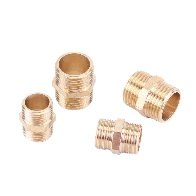 

1/8" 1/4" 3/8" 1/2" 3/4" 1"BSP Double Male Thread Brass Pipe Hex Nipple Fitting Quick Adapter Male to Male Reduce Connector