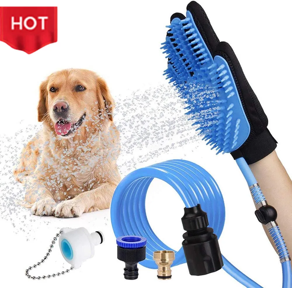 

Pet Washing Grooming Tools Dog Cat Massage Shower Sprayer Hair Remover Brush Glove,silicone Pet Bath Grooming Glove, Blue