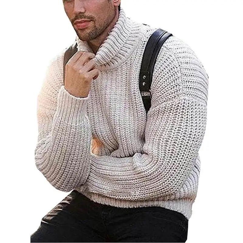 

The Latest Style High Quality Solid Color Bodycon Turtle Neck Men's Long Sleeve Knitwear Pullover Custom Logo Sweater Top