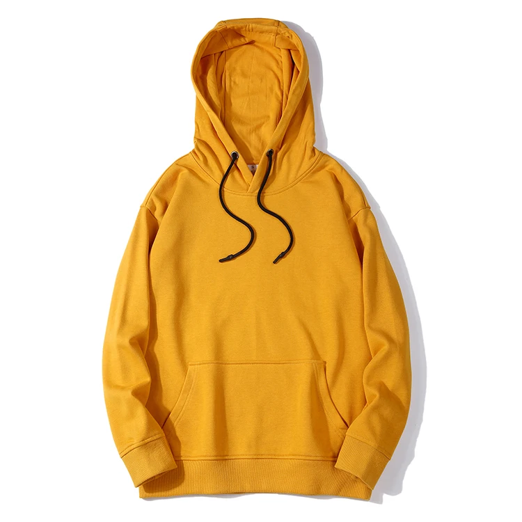 

Custom logo private label yellow plain solid color classic street wear unisex men's hoodies for women