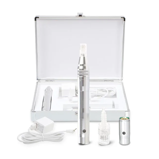 

Silver Microneedling Derma Pen With 2 Rechargeable Batteries Private Logo Service Available