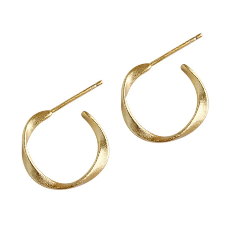 

New 18K Gold Plated 925 Sterling Silver Earrings Minimalist Dainty Twisted Huggie Hoop Earrings Jewelry For Women, Gold/customize