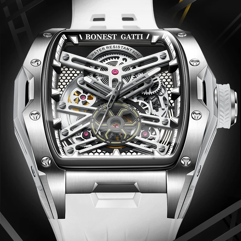

Bonest Gatti Luxury Fashion 5ATM Waterproof Business Men Skeleton TourbillonWatches Mechanical Automatic Wrist Watch