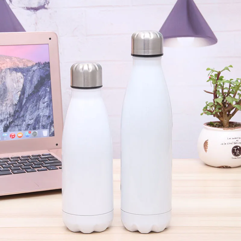 

Stainless steel vacuum cola bottle sublimation blank bottles can print pictures, Silver, white