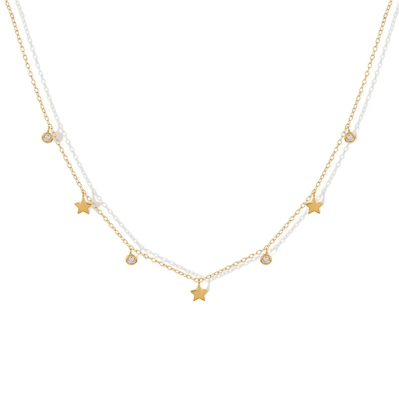 

Boho chic jewelry women fashion star charms gold plated sterling silver choker necklaces