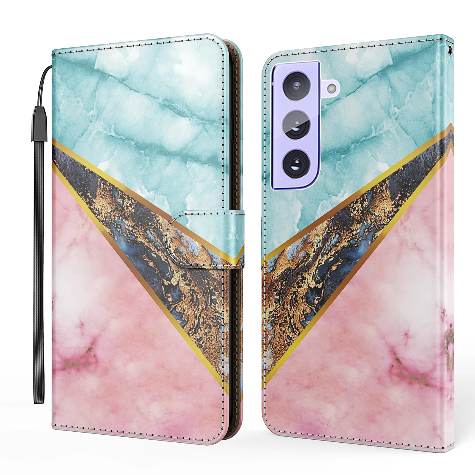 

Art Print Luxury Fashion Marble Flip Cover PU Leather Phone Case For Samsung S21 FE Wallet Bag Stand Holster Cases Capa