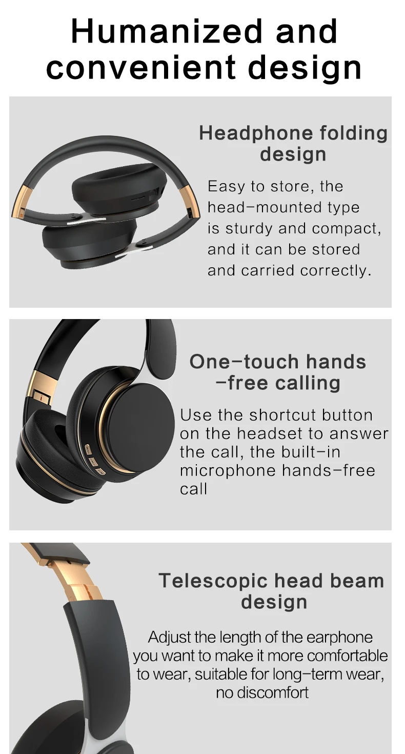 Bests Headband Earphones Wireless Music Stereo Earphone Wireless Blue Tooth Headset Noise Cancelling - ANKUX.COM