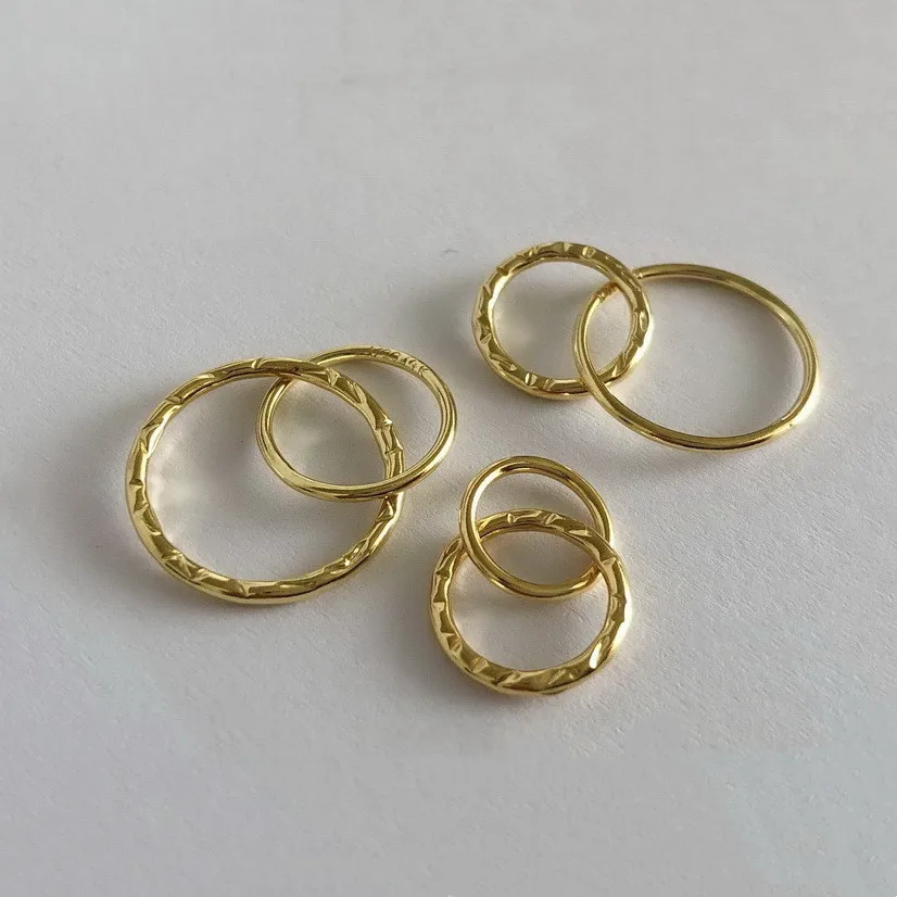 Vintage 14k Gold Filled Double Embossed Plain Rings Interlocking for Jewelry Making Charm Connector