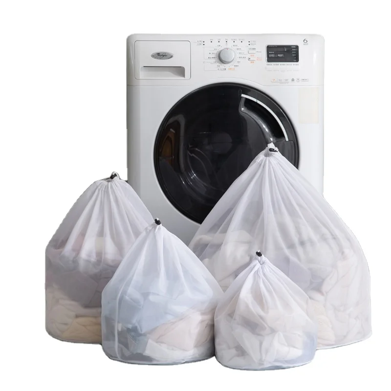 

Large Drawstring Laundry Bag Home Travel Wash Mesh Machine Lingerie Bra Protection Washing Bag Beach Toy Cloth Storage Bags, White